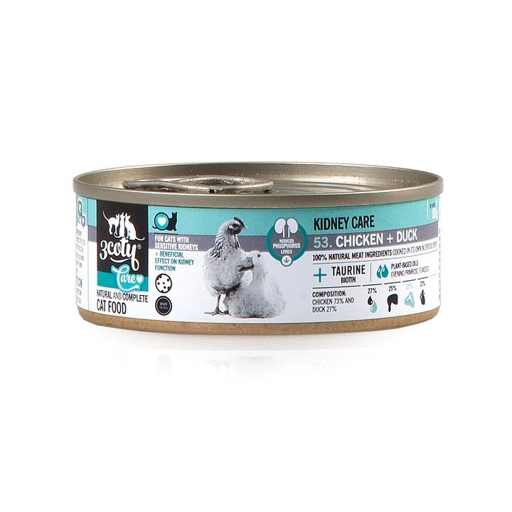 3COTY Pollo con anatra Kidney care - cibo umido per gatti - 80g