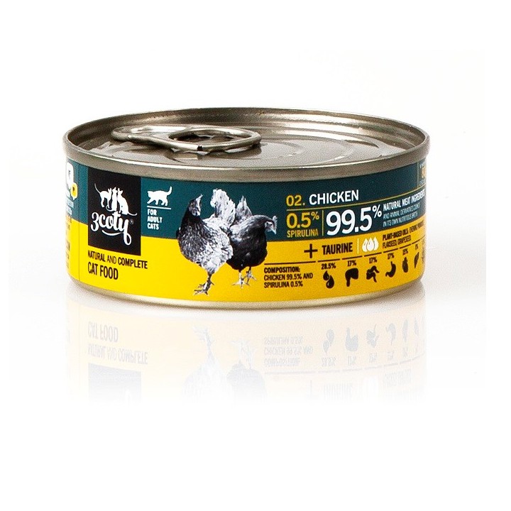 3COTY Pollo con spirulina - cibo umido per gatti - 80g