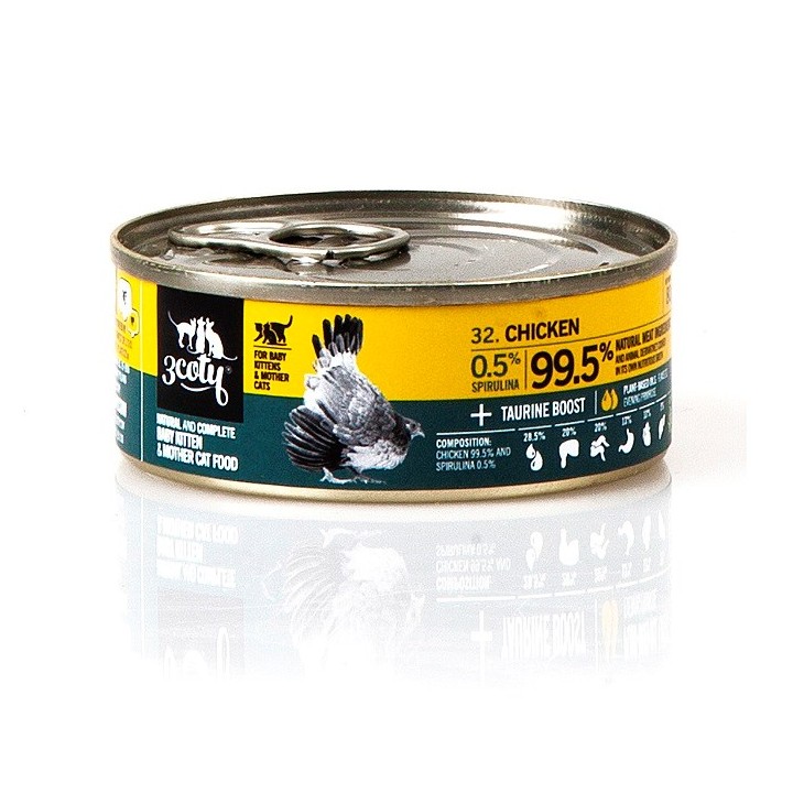 3COTY Pollo con spirulina Per gattini e gatte in allattamento - cibo umido per gatti - 80g