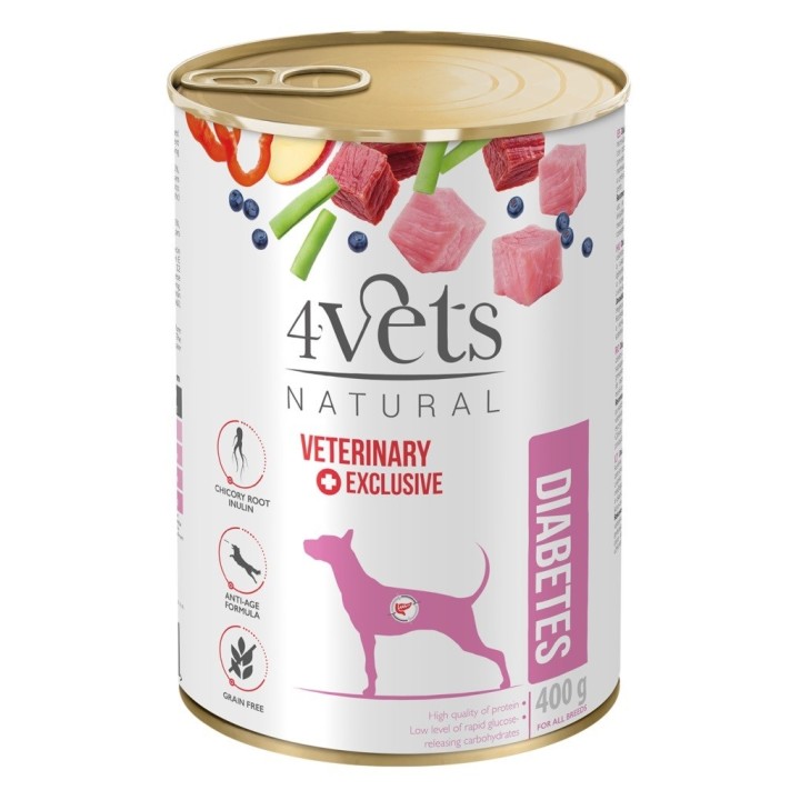 4VETS Natural Diabetes Cane - cibo umido per cani - 400 g