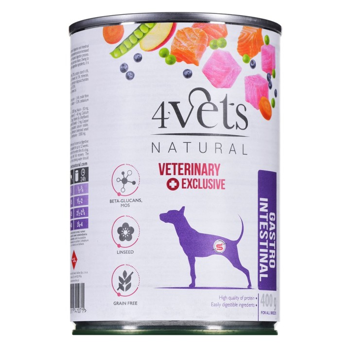 4VETS Natural Gastro Intestinal Cane - cibo umido per cani - 400 g