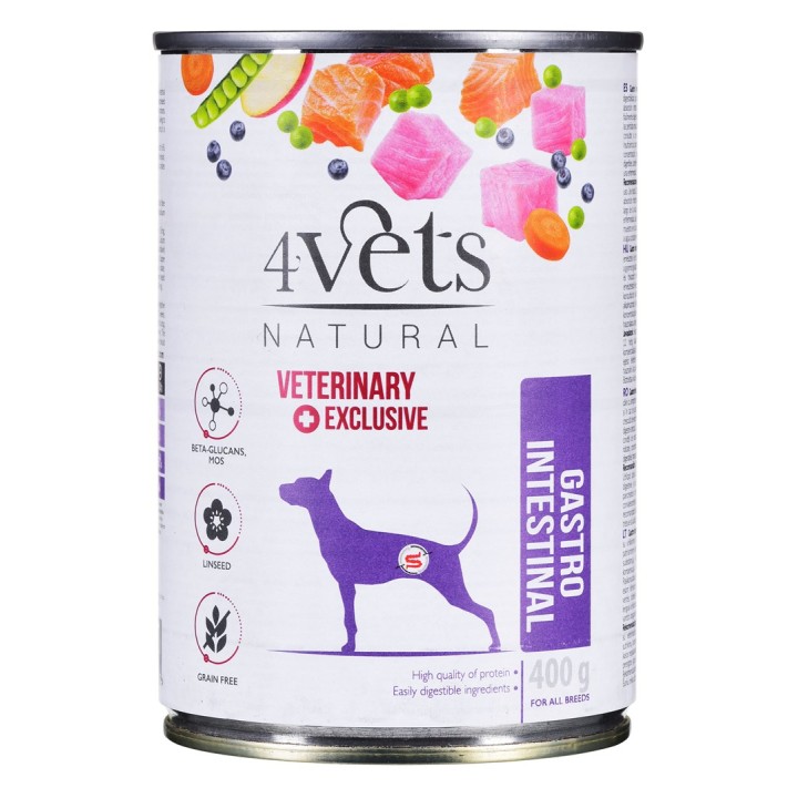 4VETS Natural Gastro Intestinal Cane - cibo umido per cani - 400 g
