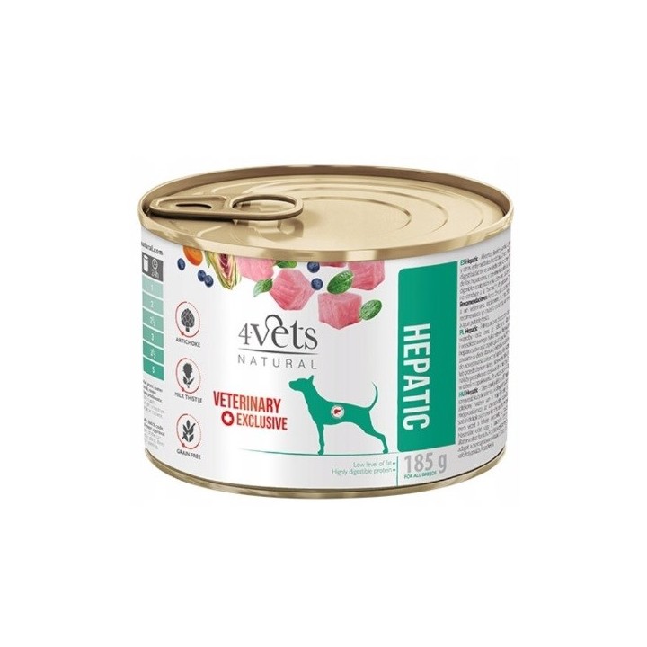 4VETS Natural Hepatic Cane - cibo umido per cani - 185 g