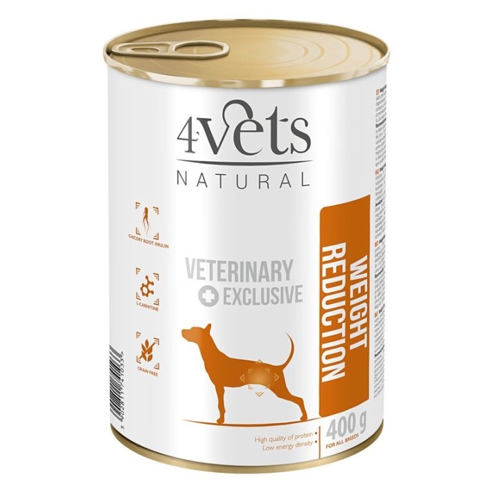 4VETS Natural Weight Reduction Cane - cibo umido per cani - 400 g