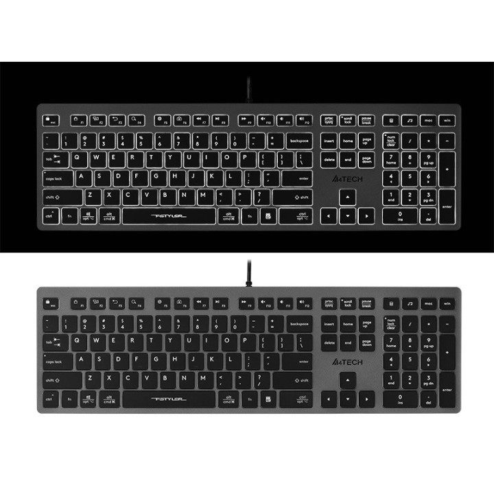 A4Tech FSTYLER FX60H (retroilluminato bianco) tastiera USB QWERTY nero grigio
