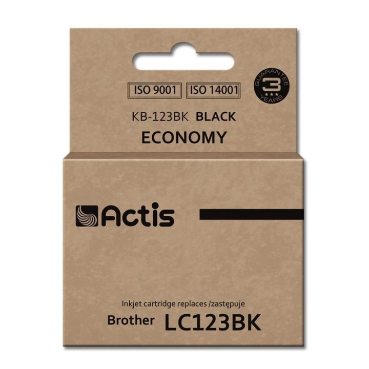 Actis KB-123Bk Inchiostro (ricambio per Brother LC123BK/LC121BK, Standard, 15 ml, nero)