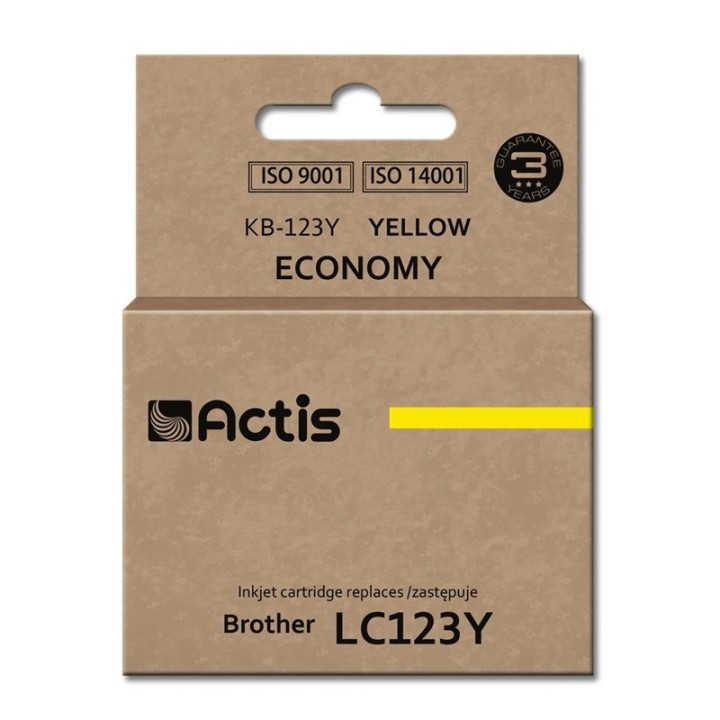 Actis KB-123Y Inchiostro (ricambio per Brother LC123Y/LC121Y, Standard, 10 ml, giallo)