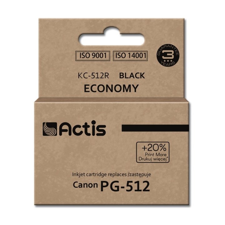 Actis KC-512R inchiostro per stampante Canon, Canon PG-512 ricambio, Standard, 15 ml, nero