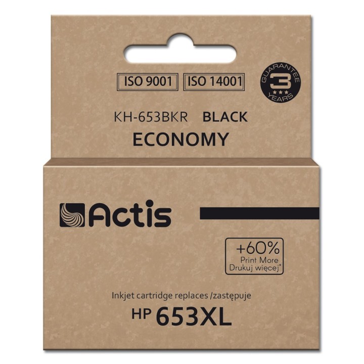 Actis KH-653BKR Cartuccia di inchiostro (ricambio per HP 653XL 3YM75AE, Premium, 20ml, 575 pagine, nero)