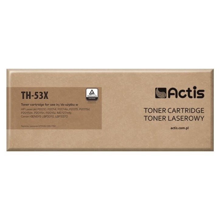 Actis TH-53X toner per stampante HP, sostituzione HP 53X Q7553X Canon CRG-715H, Standard, 7000 pagine, nero