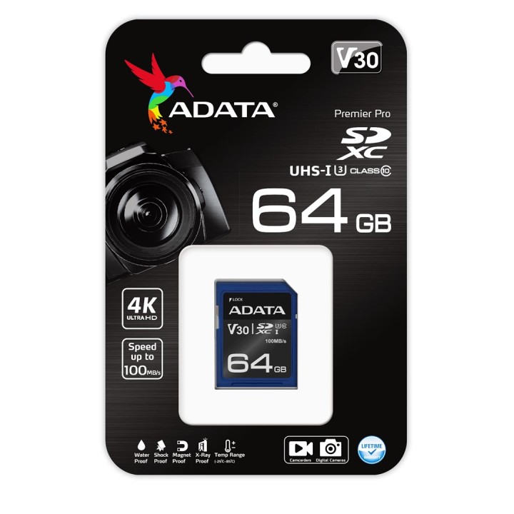 ADATA ASDX64GUI3V30S-R scheda di memoria 64 GB SDXC UHS-I Classe 10