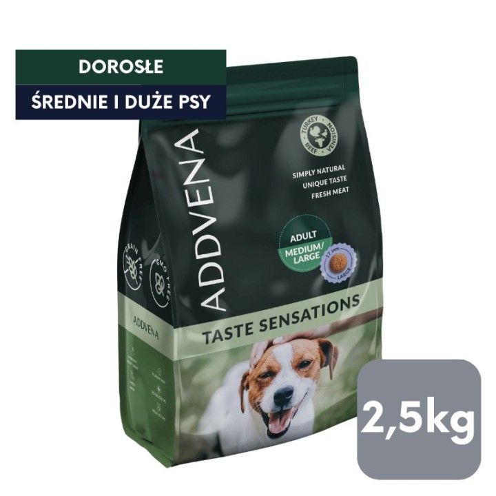 ADDVENA Taste Sensations Adult Medium/Large Tacchino - cibo secco per cani - 2 5kg