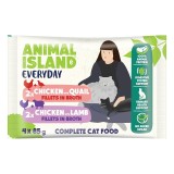 ANIMAL ISLAND Pollo con quaglia e Pollo con agnello Filetti in brodo Scatola - cibo umido per gatti - 4x85g