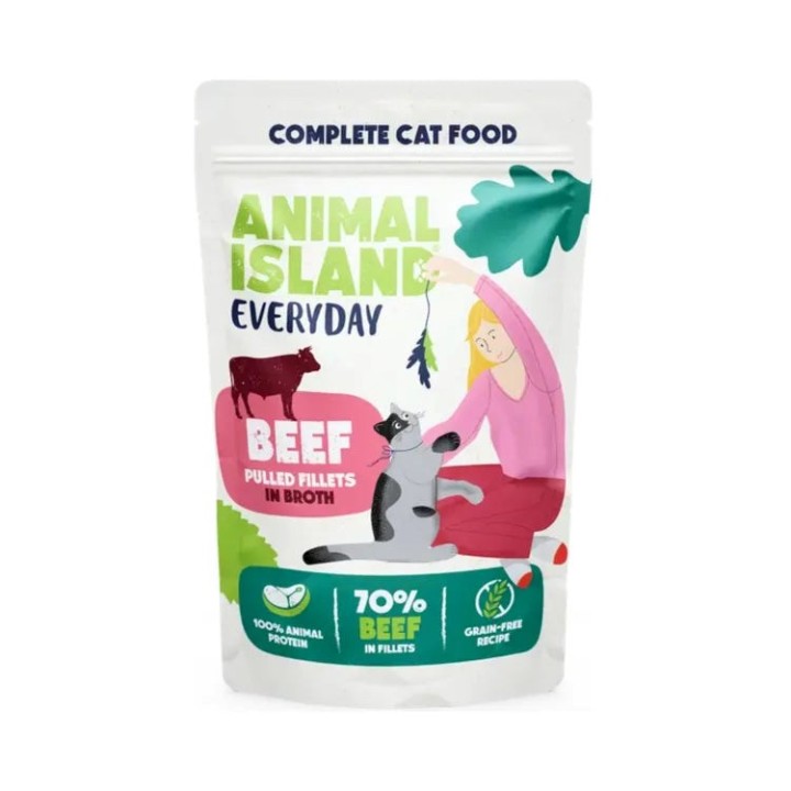 ANIMAL ISLAND Everyday Filetti di manzo in brodo - cibo umido per gatti - 12 x 85g