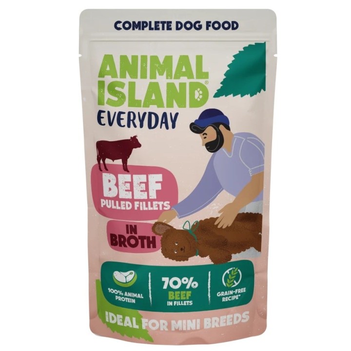 ANIMAL ISLAND Everyday Filetti di manzo sfilacciati in brodo - cibo umido per cani - 150g