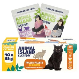 ANIMAL ISLAND Everyday Filetti in brodo Pollo con agnello e Pollo con quaglia Box - cibo umido per gatti - 40x85g