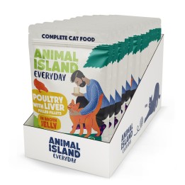 ANIMAL ISLAND Everyday Pollame e fegato in gelatina - cibo umido per gatti - 12 x 85g