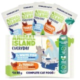 ANIMAL ISLAND Everyday Filetti di tacchino e pesce bianco in brodo - cibo umido per gatti - 4 x 85g