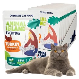 ANIMAL ISLAND Everyday Filetti di tacchino in brodo - cibo umido per gatti - 12 x 85g