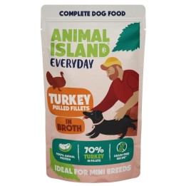 ANIMAL ISLAND Everyday Filetti di tacchino sfilacciati in brodo - cibo umido per cani - 150g