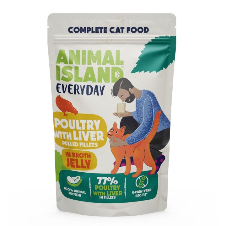 ANIMAL ISLAND Everyday Vitello e pollame con fegato - cibo umido per gatti - 4 x 85g