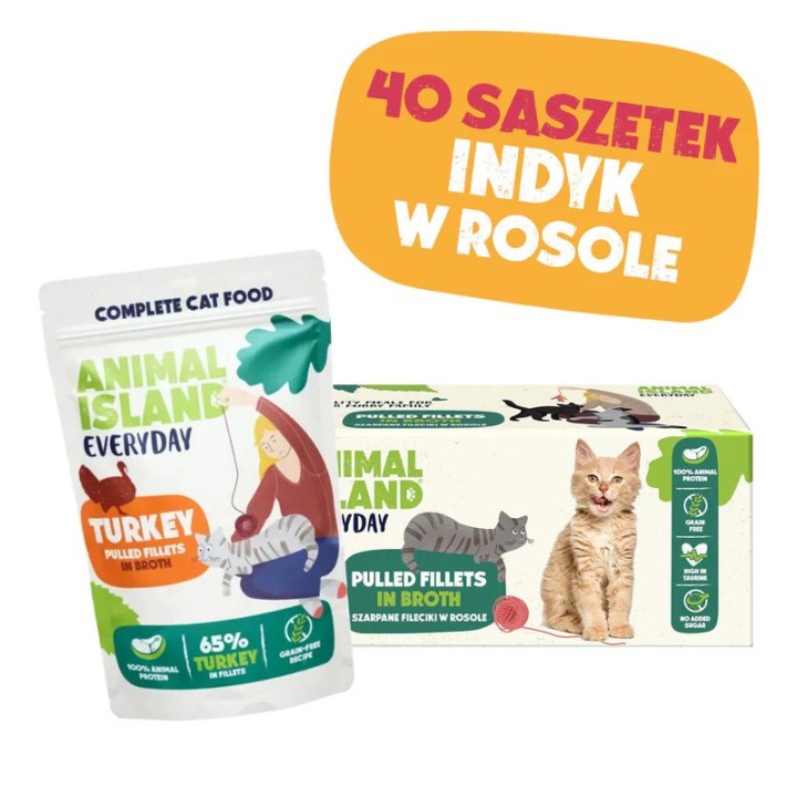 ANIMAL ISLAND Tacchino in brodo - cibo umido per gatti - 40x85g