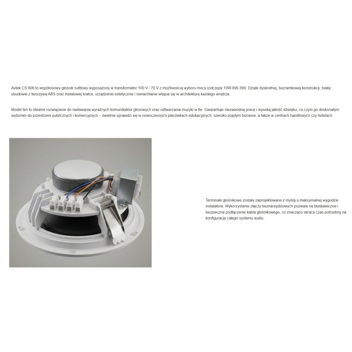 Altoparlante da soffitto Avtek CS 606