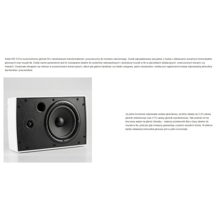 Altoparlante da parete Avtek WS 510