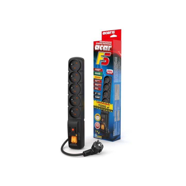 ACAR F5 Nero 5 AC prese 230 V 1.5 m