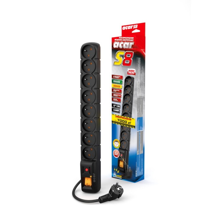 ACAR S8 Nero 8 AC prese 230 V 5m