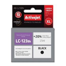 Activejet AB-123BN inchiostro per stampante Brother, sostituzione Brother LC123Bk/LC121Bk, Supreme, 15 ml, nero