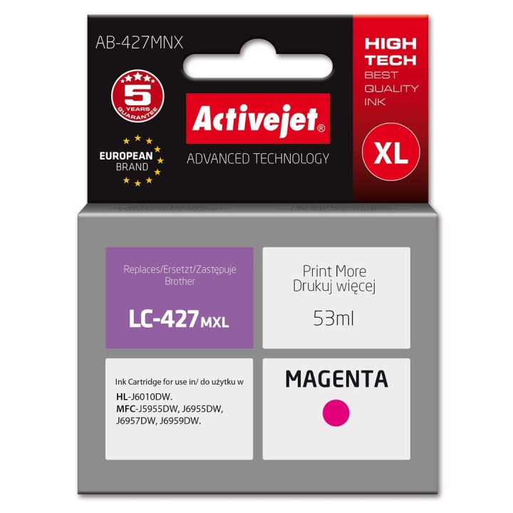 Activejet AB-427MNX Brother Cartuccia inchiostro stampante sostitutiva per Brother LC-427MXL, Supreme, 53 ml, magenta