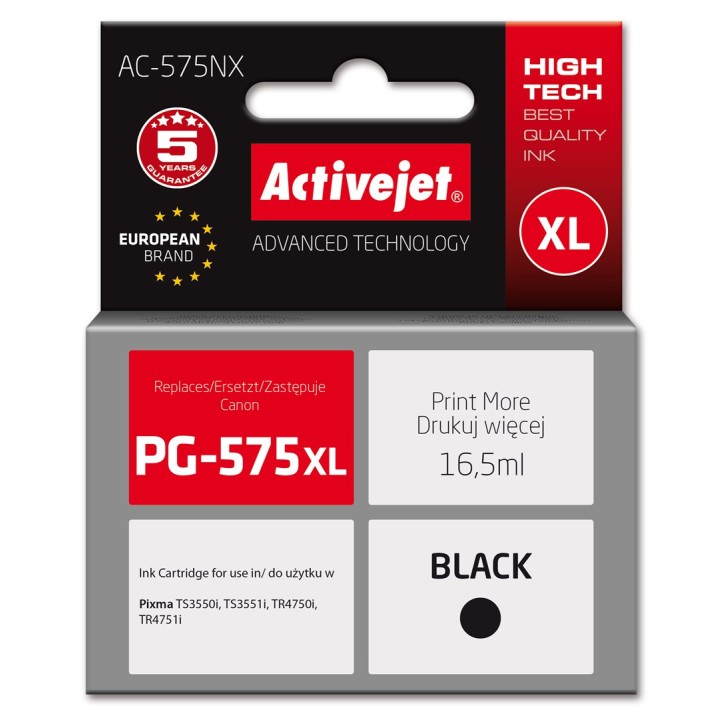 Activejet AC-575NX Inchiostro per stampante Canon sostitutivo Canon PG-575XL, Supreme, 16 5 ml, nero
