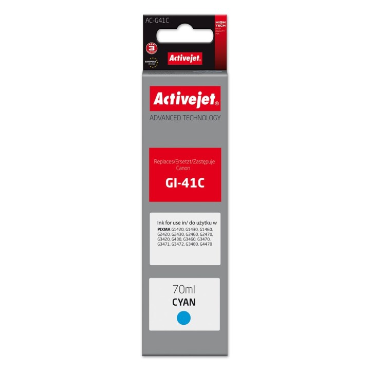 Activejet AC-G41C Bottiglia d'inchiostro (Sostituzione Canon GI-41C 4543C001, Supreme, 70 ml, Ciano)