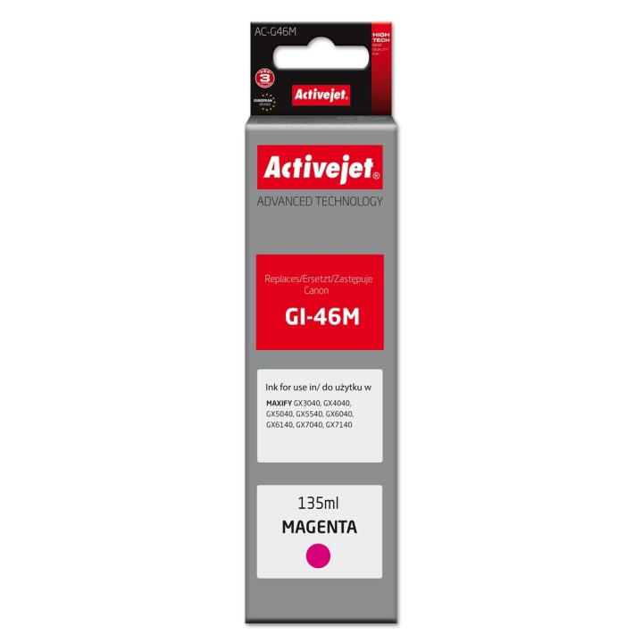 Activejet AC-G46M Cartuccia inchiostro per stampanti Canon Sostitutivo per Canon GI-46M, Supreme, 135 ml, magenta