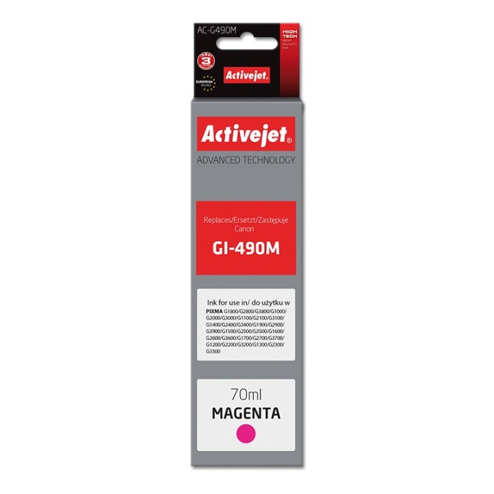 Activejet AC-G490M Cartuccia d'inchiostro (sostituzione per Canon GI-490M, Supreme, 70 ml, 7000 pagine magenta)