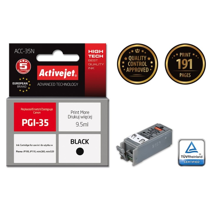 Activejet ACC-35N cartuccia d'inchiostro (sostituzione per Canon PGI-35, Supreme, 9.5 ml, nero)
