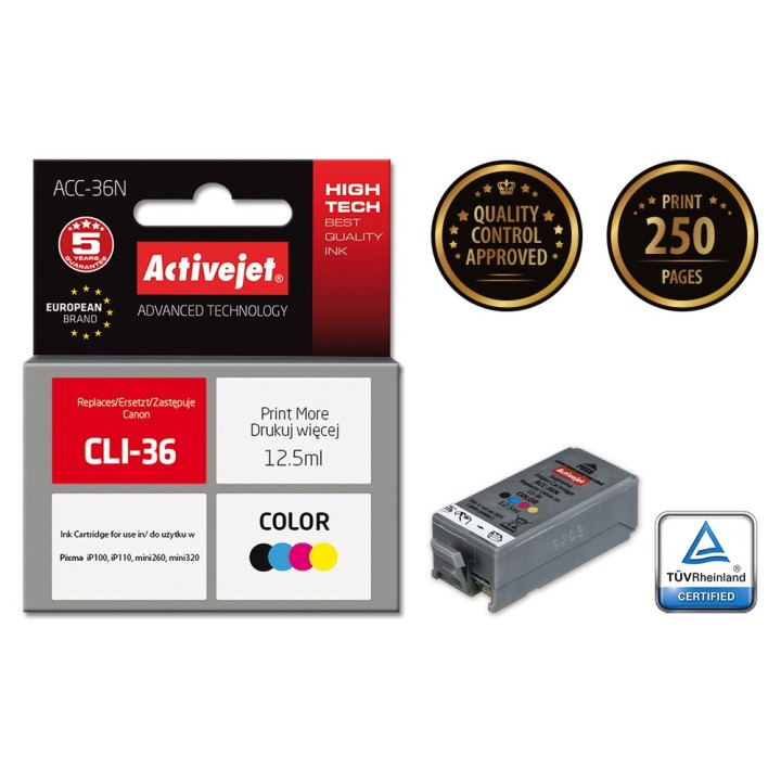Activejet ACC-36N cartuccia d'inchiostro (sostituzione per Canon CLI-36, Supreme, 12.5 ml, colore)