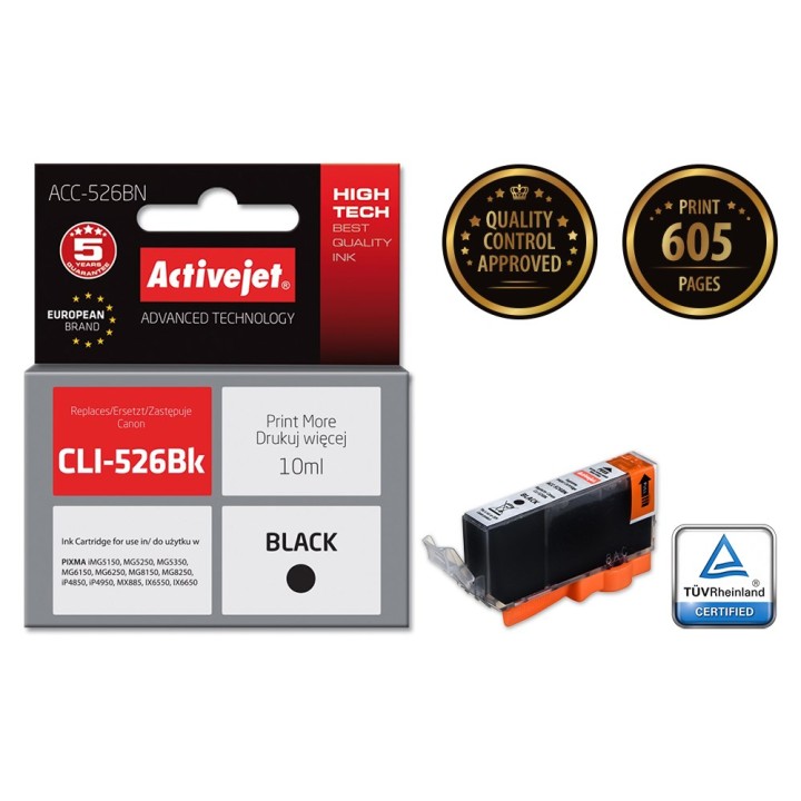 Activejet ACC-526CN Inchiostro (sostituzione per Canon CLI-526C, Supreme, 10 ml, ciano)