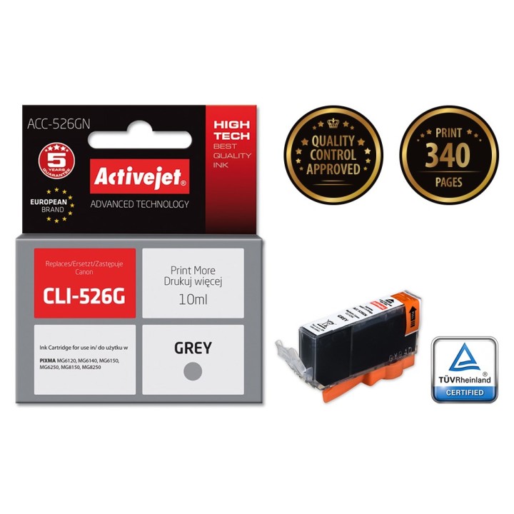 Activejet ACC-526GN Inchiostro (compatibile con Canon CLI-526G, Supreme, 10 ml, grigio)