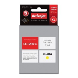 Activejet ACC-551YN Cartuccia d'inchiostro (ricambio per Canon CLI-551Y, Supreme, 15 ml, giallo)