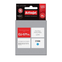 Activejet ACC-571CNX Inchiostro (sostituzione Canon CLI-571XLC, Supreme, 12 ml, ciano)