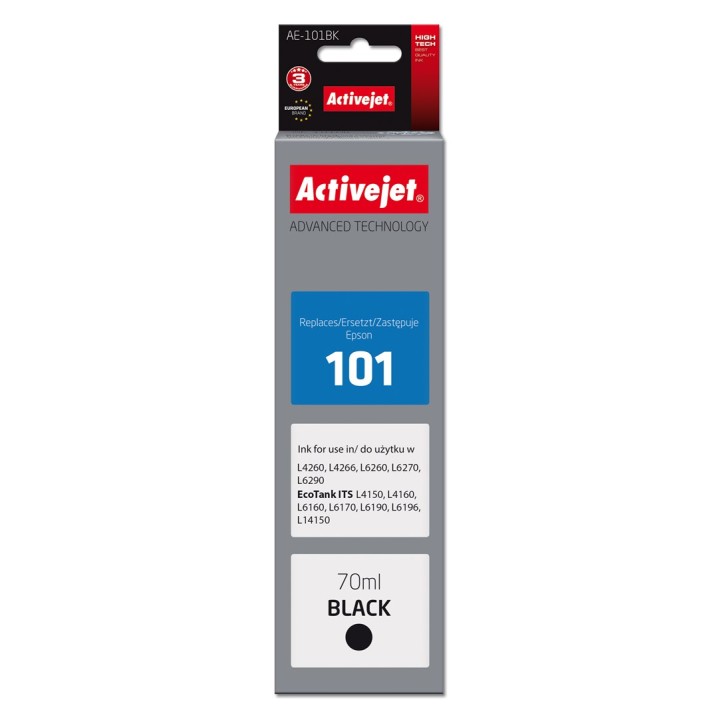 Activejet AE-101BK Flacone inchiostro (sostituzione Epson 101, Supreme, 70 ml, nero)