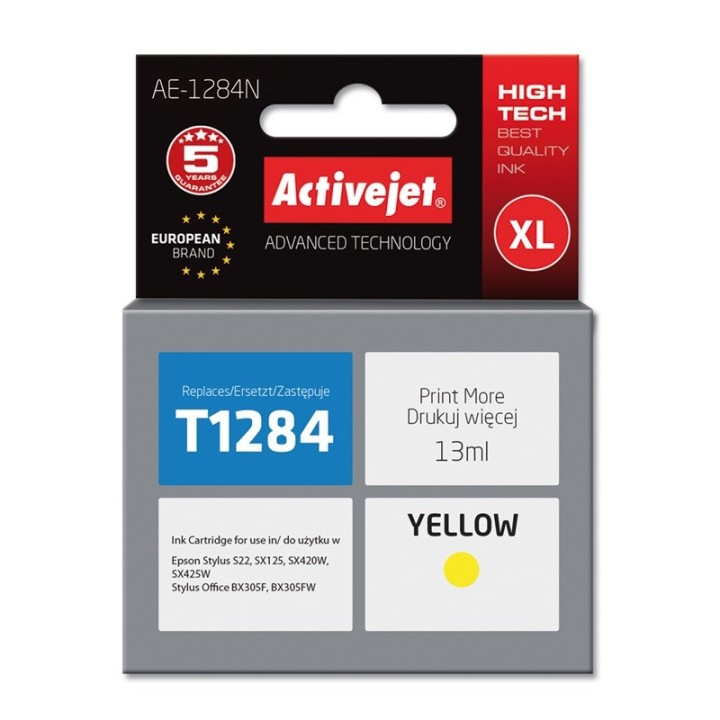 Activejet AE-1284N Inchiostro (sostituzione per Epson T1284, Supreme, 13 ml, giallo)