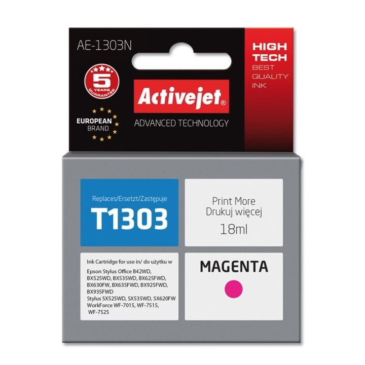 Activejet AE-1303N Inchiostro (sostituzione per Epson T1303, Supreme, 18 ml, magenta)