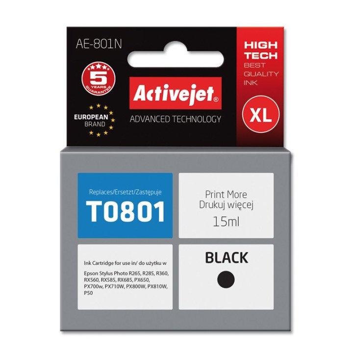 Activejet AE-801N Inchiostro (sostitutivo per Epson T0801, Supreme, 15 ml, nero)