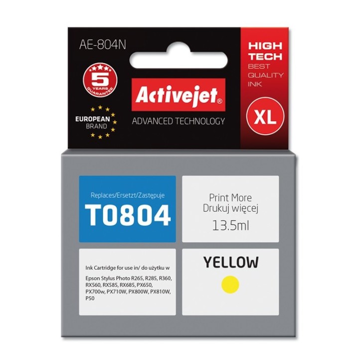 Activejet AE-804N Inchiostro (sostitutivo per Epson T0804, Supreme, 13 5 ml, giallo)