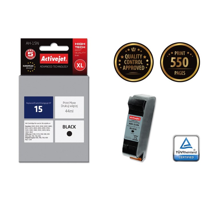 Activejet AH-15N Cartuccia inchiostro (ricambio per HP 15 C6615N, Supreme, 44 ml, nero)
