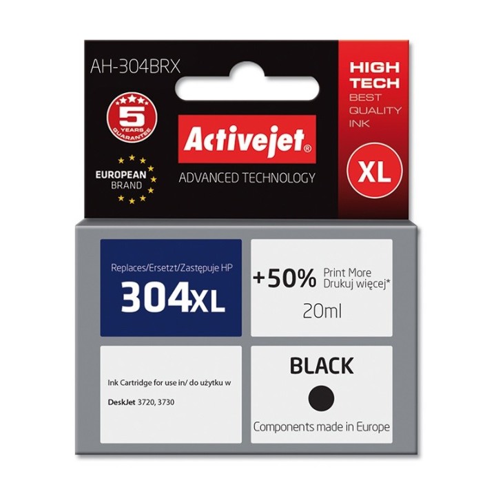 Activejet AH-304BRX Inchiostro (sostituzione per HP 304XL N9K08AE, Premium, 20 ml, nero)