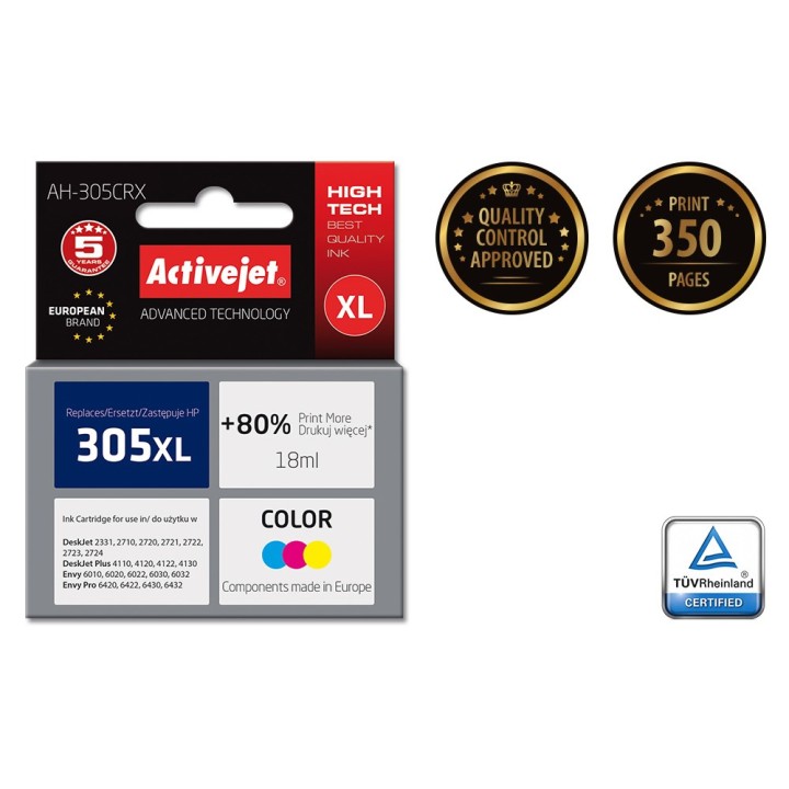 Activejet AH-305CRX Inchiostro (sostitutivo per HP 305XL 3YM63AE, Premium, 18 ml, colore Ciano Magenta Giallo)